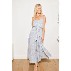 Lulus Sunny Bliss Light Blue Floral Print Maxi Dress - Size M